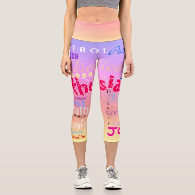 Leggings Capri 24 traits positifs Qualités humaines Yoga HWCL (Recto)