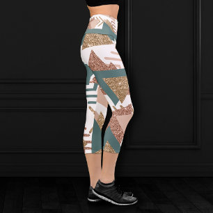 Leggings Capri 80s rétro Abstrait   les années 70 Palette Vert et