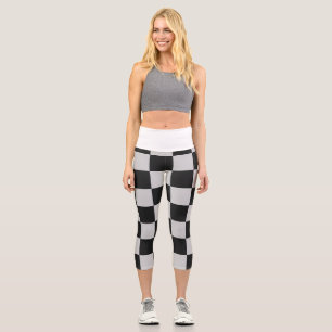 Leggings Capri À damiers Carrés noirs et blancs ou COULEUR PERS