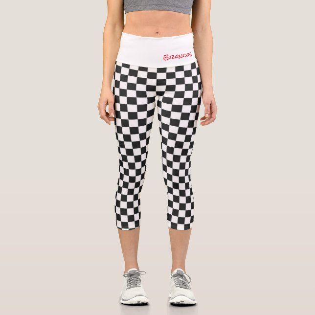 Leggings Capri à damiers Team Sports Athlete Fans Nom de l'école (Recto)