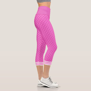 Leggings Capri à damiers Vintage rose néon