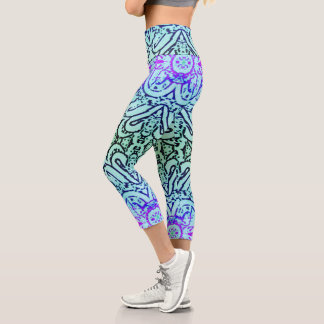 Leggings Capri - Abstrait aux couleurs froides