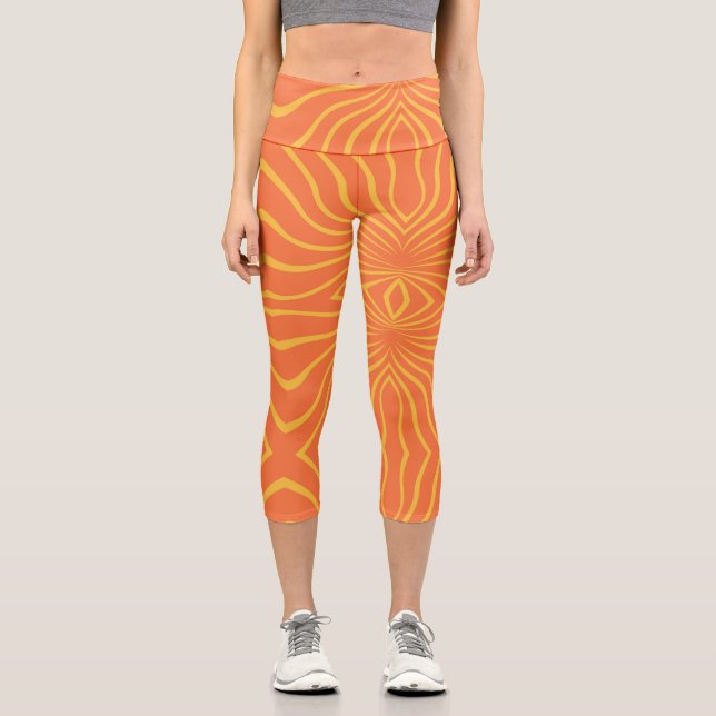 Leggings Capri Abstrait Jaune Et Orange (Recto)