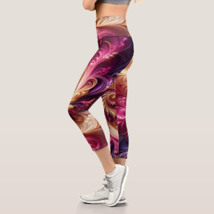 Leggings Capri Abstrait moderne de torréfaction rose, or et viole