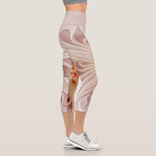 Leggings Capri Abstrait Moderne Peach Pastel Flower Fractal Art