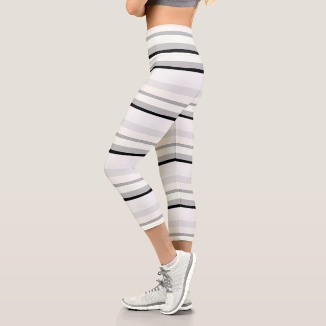 Leggings Capri Abstrait noir, blanc et vert (Gauche)