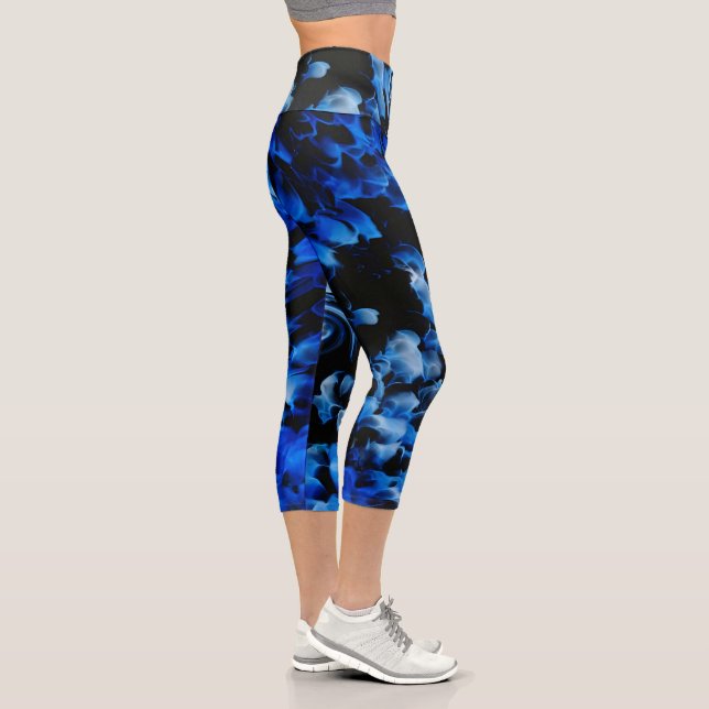 Leggings Capri Abstrait noir et bleu (Droite)