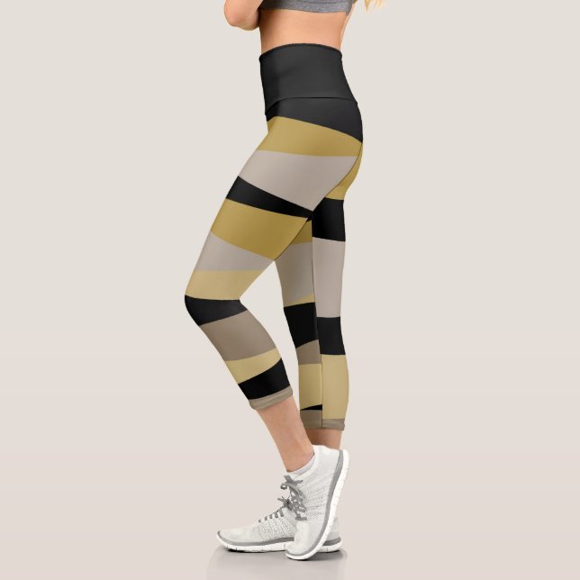 Leggings Capri abstrait noir et or (Gauche)
