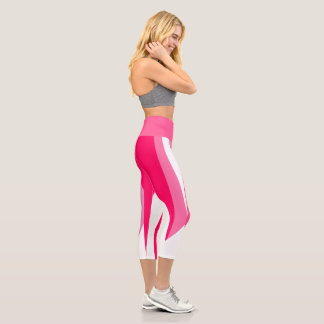 Leggings Capri Abstrait Rose et Blanc