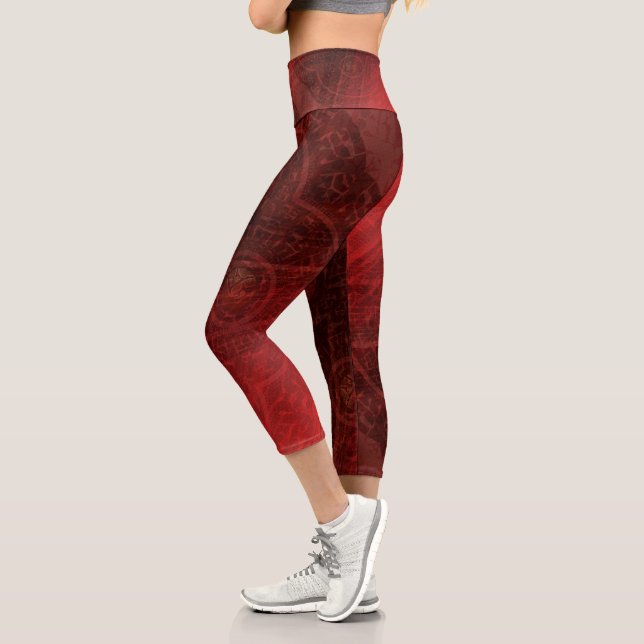 Leggings Capri Acceptation | Médaillons de méditation rouge (Gauche)