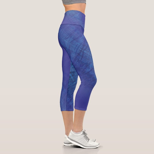 Leggings Capri Acceptation | Motif de Blue Indigo Violet Shibori (Droite)