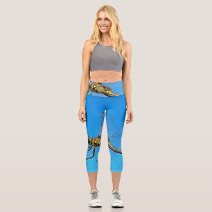 Leggings Capri Accrochez-Vous À La libellule Artistique Contre Le