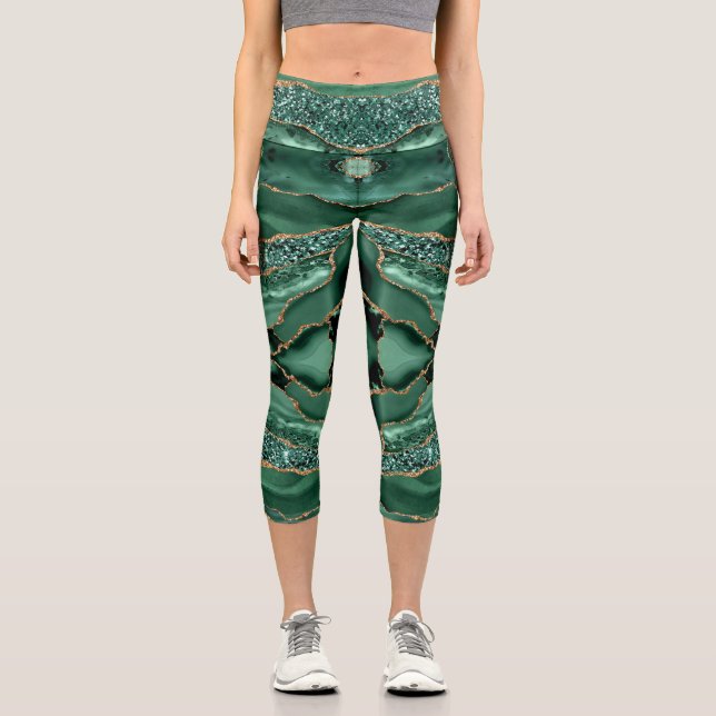 Leggings Capri Agate Green Parties scintillant or Emerald Parties (Recto)