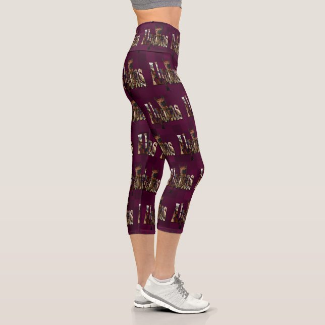 Leggings Capri Alpacas Sur Des Jambes Violettes, Haut Taille Capr (Droite)