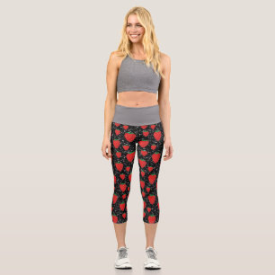 Leggings Capri Amateurs de fruits rouges fraises élégants doux
