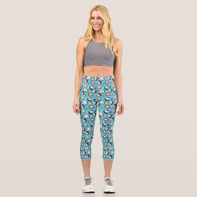 Leggings Capri AMIS™ | Caractère Motif Chibi (Recto)