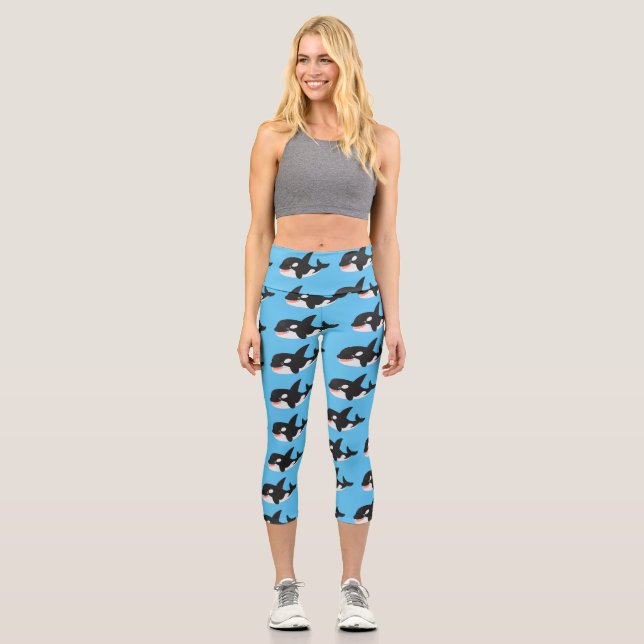 Leggings Capri Amusante baleine orque mignonne dessin animé (Recto)