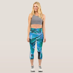 Leggings Capri amusement abstrait art de la nature bleu sarcelle