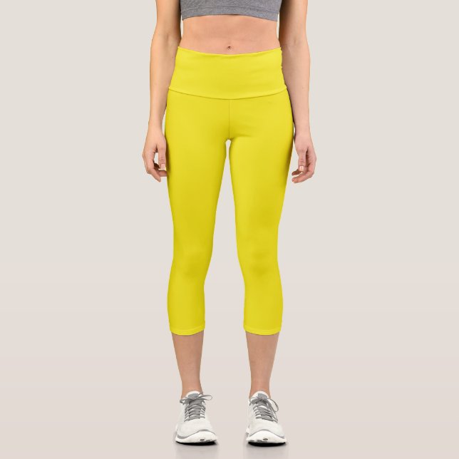 Leggings Capri Ananas solide jaune vif (Recto)