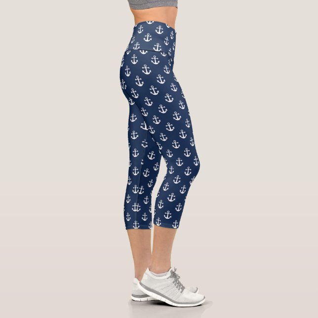 Leggings Capri ancre blanche marine sur un arrière - plan bleu ma (Droite)