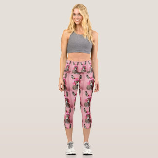 Leggings Capri âne avec une perruque rose