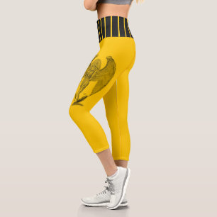 Leggings Capri Angel, noir et jaune