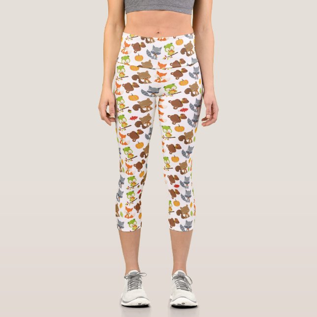 Leggings Capri Animaux de forêt, Animaux de forêt, Animaux d'auto (Recto)