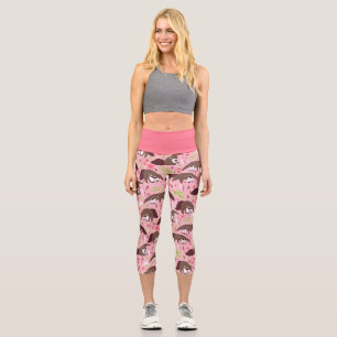 Leggings Capri anteure rose mignon animal floral