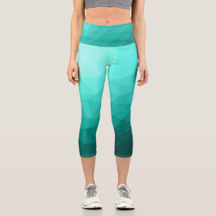 Leggings Capri Aqua Turquoise Gradient Motif géométrique