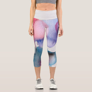 Leggings Capri Aquarelle colorée moderne coloré art funky