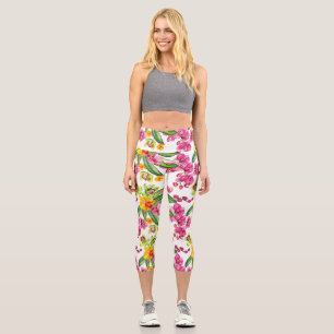 Leggings Capri Aquarelle Orchidées Design 18