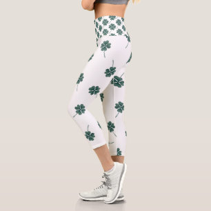 Leggings Capri Aquarelle verte à quatre feuilles
