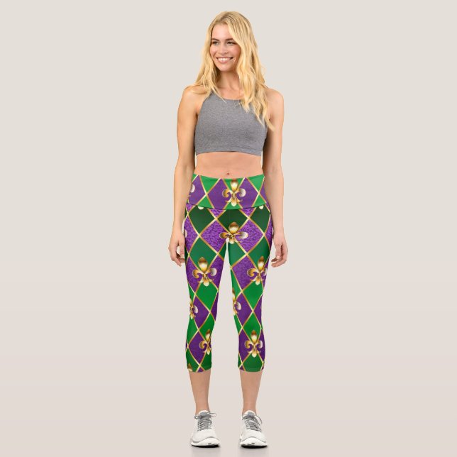 Leggings Capri Arrière - plan de bijoux Mardi Gras (Recto)