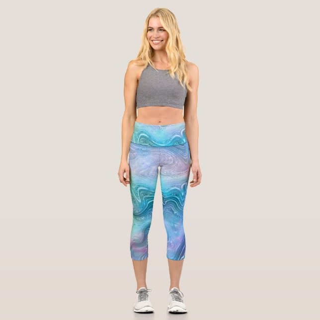 Leggings Capri arrière - plan de texture en pierre de marbre liqu (Recto)