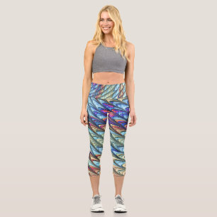 Leggings Capri Art abstrait coloré funky boho vagues psychédéliqu