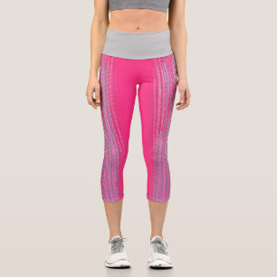 Leggings Capri Art Abstrait Corail rose Gris