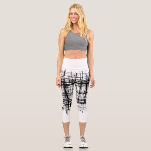 Leggings Capri Art Abstrait minimaliste noir et blanc