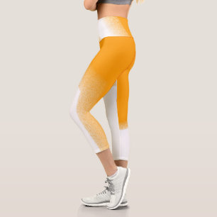 Leggings Capri Art Abstrait Pastel Blanc Orange