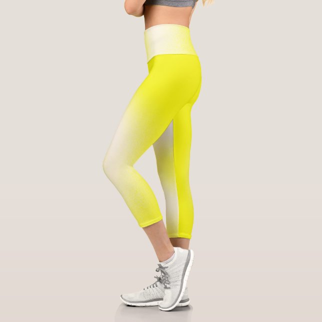Leggings Capri Art Abstrait Pastel Jaune Blanc Sunny (Gauche)