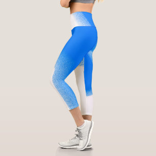Leggings Capri Art Abstrait Pastel White Lavender Sky Blue