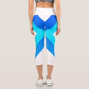 Leggings Capri Art Abstrait Turquoise Vert Bleu Blanc