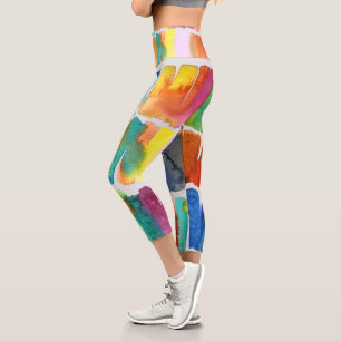 Leggings Capri Art coloré moderne coloré d'aquarelle coloré fu