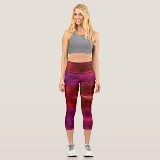 Leggings Capri Art de l'aquarelle de teinture de vin
