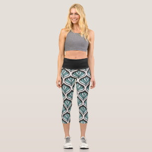 Leggings Capri Art Déco en sarcelle