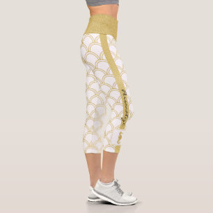 Leggings Capri Art Déco Ocean Wave Patten Gold Parties scintillan
