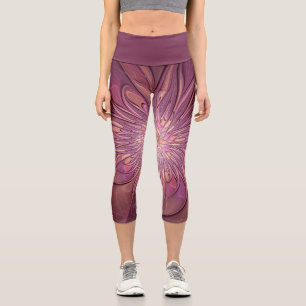 Leggings Capri Art floral fractal moderne abstrait