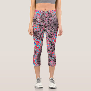 Leggings Capri Art fractal spirale trippy groovy boho hippie