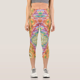 Leggings Capri Art géométrique visionnaire psychédélique V1