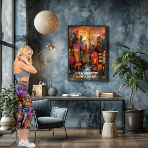 Leggings Capri Art urbain dynamique - Oranges et selles pourpres