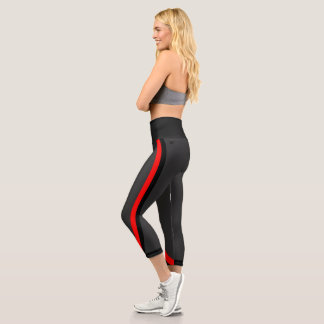 Leggings Capri Attoni gris foncé rouge et noir Side Sports